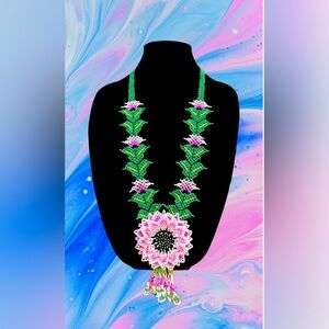 Blooming Beauty: Handcrafted 3D Pastel Pink Flower Necklace by GrandmaMia